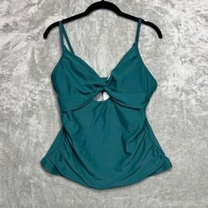 Cup She‎ Tankini Top Medium Green Vacation Twist Front Cut Out Swimsuit Top Only